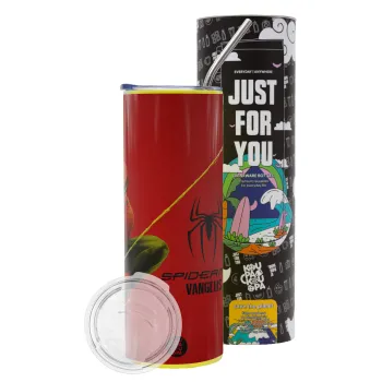 Spiderman, Neon Yellow Travel Tumbler θερμό, μεταλλικό καλαμάκι(Ανωξείδωτο 304 Food grade, BPA free, 600ml)