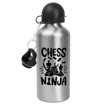 Chess ninja, Μεταλλικό παγούρι νερού, Ασημένιο, αλουμινίου 500ml