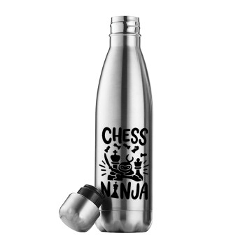 Chess ninja, Μεταλλικό παγούρι θερμός Inox (Stainless steel), διπλού τοιχώματος, 500ml