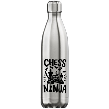 Chess ninja, Μεταλλικό παγούρι θερμός Inox (Stainless steel), διπλού τοιχώματος, 750ml