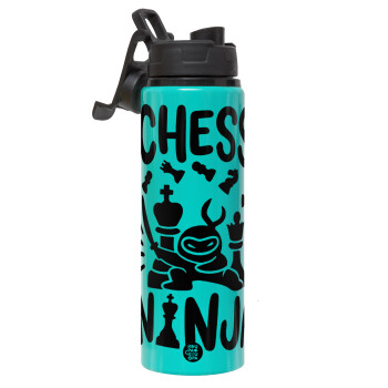 Chess ninja, Metallic water bottle with safety lid, 850ml aluminum