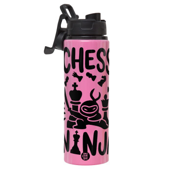 Chess ninja, Metallic water bottle with safety lid, 850ml aluminum