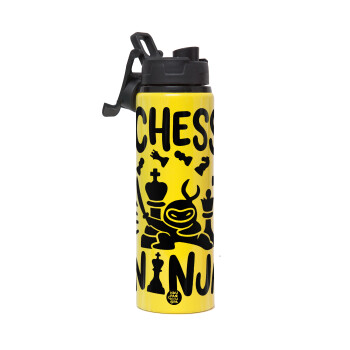 Chess ninja, Metallic water bottle with safety lid, 850ml aluminum
