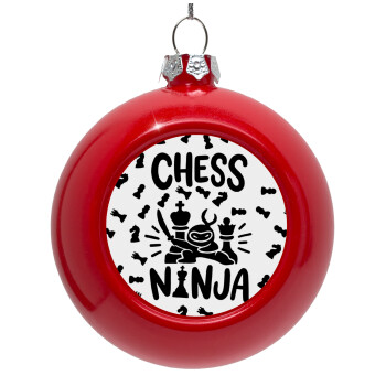 Chess ninja, Red Christmas tree ornament bauble 8cm