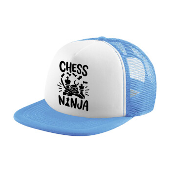 Chess ninja, Καπέλο Soft Trucker με Δίχτυ Γαλάζιο/Λευκό