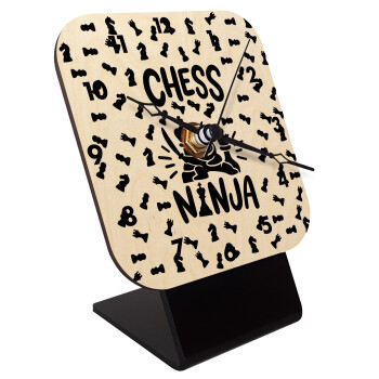 Chess ninja, Επιτραπέζιο ρολόι σε φυσικό ξύλο (10cm)