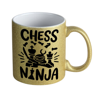 Chess ninja, Κούπα Χρυσή Glitter που γυαλίζει, κεραμική, 330ml