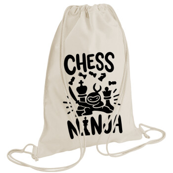 Chess ninja, Τσάντα πλάτης πουγκί GYMBAG natural (28x40cm)