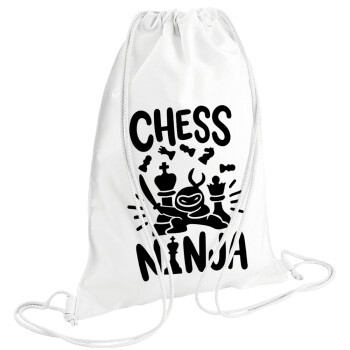 Chess ninja, Τσάντα πλάτης πουγκί GYMBAG λευκή (28x40cm)