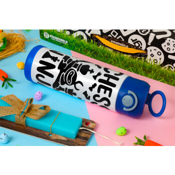 Chess ninja, Easter candle, Childrens hot water bottle, stainless steel, with safety straw, BLUE (500ml)