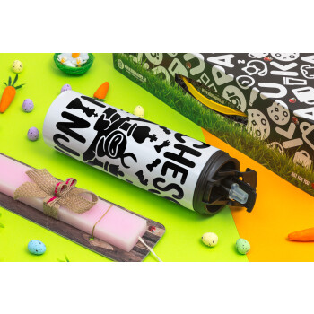 Chess ninja, Easter candle,Travel Tumbler 2 Lids, with metal straw & cleaning brush & aromatic flat candle (30cm) (PINK)