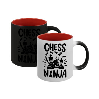 Chess ninja, Κούπα Μαγική εσωτερικό κόκκινο, κεραμική, 330ml που αλλάζει χρώμα με το ζεστό ρόφημα