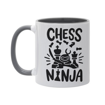 Chess ninja, Κούπα χρωματιστή γκρι, κεραμική, 330ml