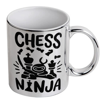 Chess ninja, Mug ceramic, silver mirror, 330ml