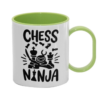 Chess ninja, Κούπα (πλαστική) (BPA-FREE) Polymer Πράσινη για παιδιά, 330ml