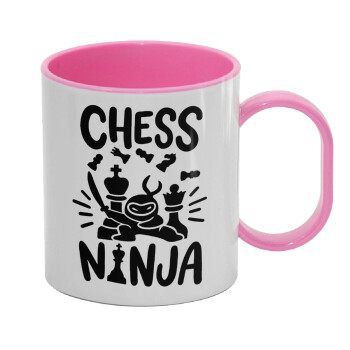 Chess ninja, Κούπα (πλαστική) (BPA-FREE) Polymer Ροζ για παιδιά, 330ml