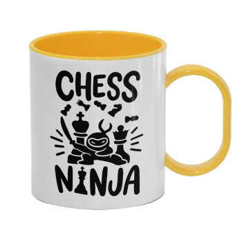 Chess ninja, Κούπα (πλαστική) (BPA-FREE) Polymer Κίτρινη για παιδιά, 330ml