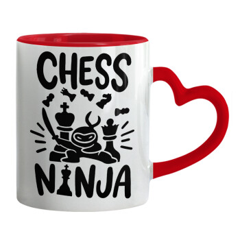 Chess ninja, Mug heart red handle, ceramic, 330ml