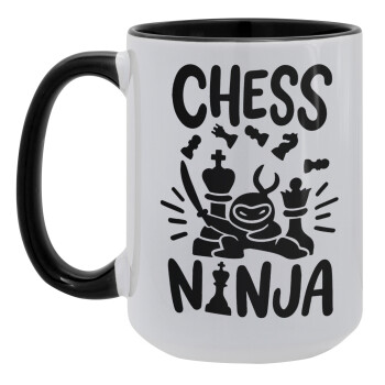 Chess ninja, Κούπα Mega 15oz, κεραμική Μαύρη, 450ml