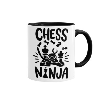 Chess ninja, Κούπα χρωματιστή μαύρη, κεραμική, 330ml