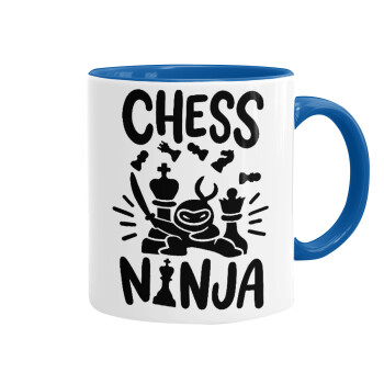Chess ninja, Κούπα χρωματιστή μπλε, κεραμική, 330ml