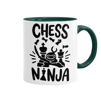 Chess ninja, Κούπα χρωματιστή πράσινη, κεραμική, 330ml
