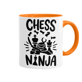 Chess ninja, Κούπα χρωματιστή πορτοκαλί, κεραμική, 330ml