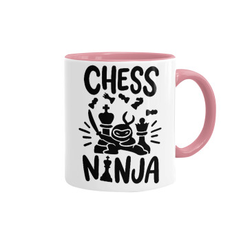 Chess ninja, Κούπα χρωματιστή ροζ, κεραμική, 330ml