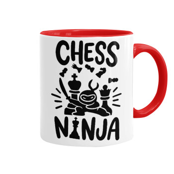 Chess ninja, Κούπα χρωματιστή κόκκινη, κεραμική, 330ml