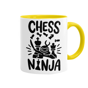 Chess ninja, Κούπα χρωματιστή κίτρινη, κεραμική, 330ml