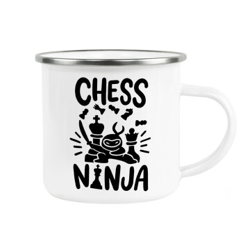 Chess ninja, Metallic enamel cup white 360ml
