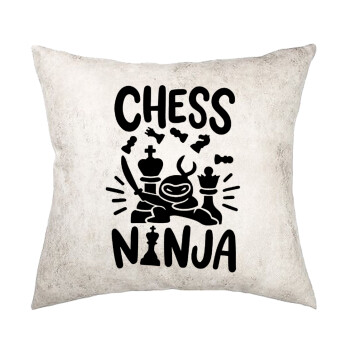 Chess ninja, Μαξιλάρι καναπέ Δερματίνη Γκρι 40x40cm με γέμισμα