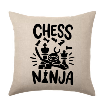 Chess ninja, Μαξιλάρι καναπέ ΛΙΝΟ 40x40cm περιέχεται το  γέμισμα