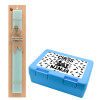 Easter Set, children's snack container BLUE & Easter aromatic flat candle (30cm) (TURQUOISE)