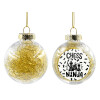 Transparent Christmas tree ball ornament with gold filling 8cm