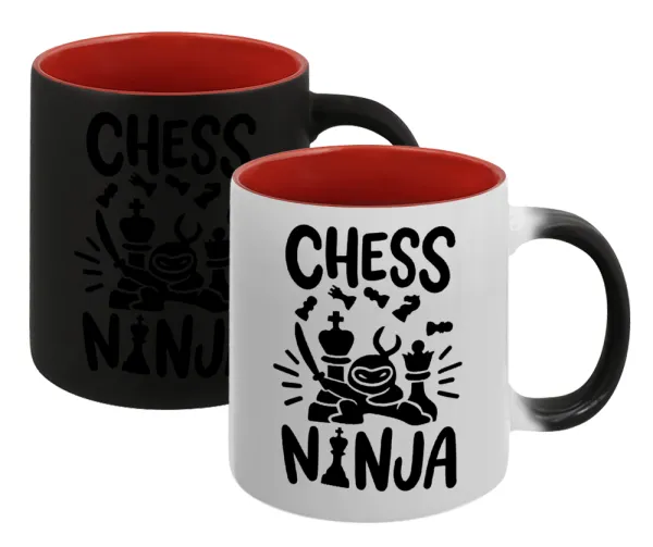 Chess ninja — Κούπα Μαγική εσωτερικό κόκκινο, κεραμική, 330ml που αλλάζει χρώμα με το ζεστό ρόφημα