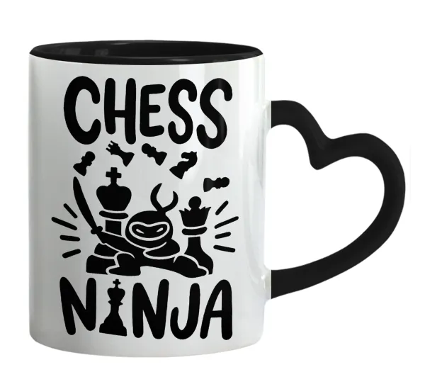 Chess ninja — Mug heart black handle, ceramic, 330ml