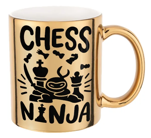 Chess ninja — Mug ceramic, gold mirror, 330ml