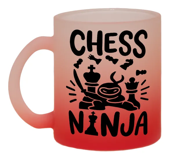 Chess ninja — Κούπα γυάλινη δίχρωμη με βάση το κόκκινο ματ, 330ml
