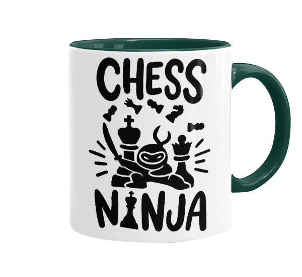 Chess ninja — Κούπα χρωματιστή πράσινη, κεραμική, 330ml