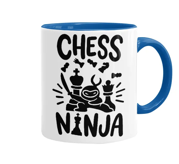 Chess ninja — Κούπα χρωματιστή μπλε, κεραμική, 330ml