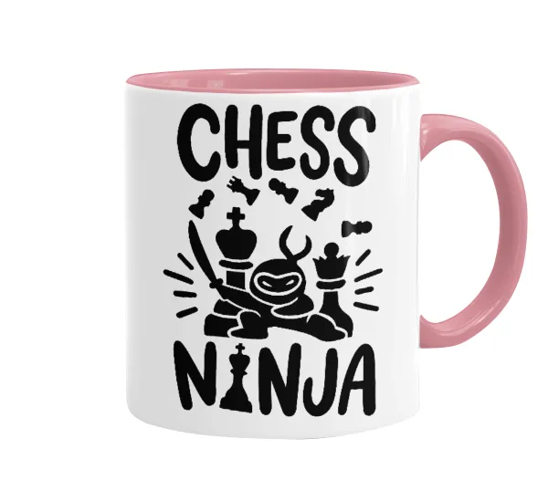 Chess ninja — Κούπα χρωματιστή ροζ, κεραμική, 330ml