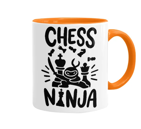 Chess ninja — Κούπα χρωματιστή πορτοκαλί, κεραμική, 330ml