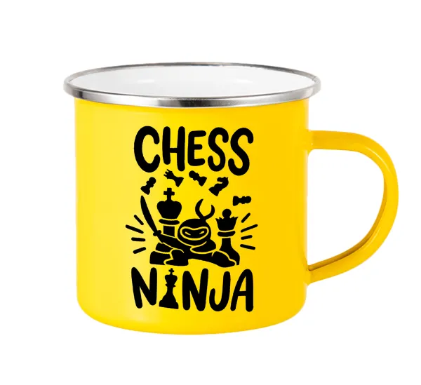 Chess ninja — Yellow Enamel Metallic Cup 360ml