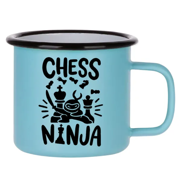 Chess ninja — Κούπα Μεταλλική εμαγιέ ΜΑΤ σιέλ 360ml