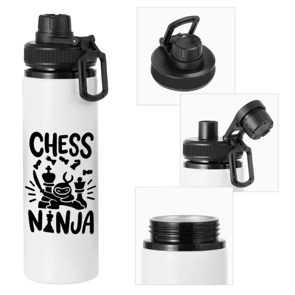 Chess ninja — Metal water bottle with safety cap, aluminum 850ml