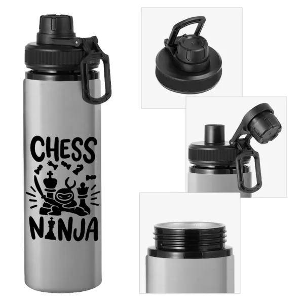 Chess ninja — Metallic water bottle with safety cap, 850ml aluminum