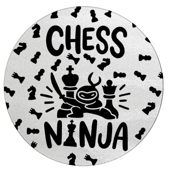 Chess ninja — Round glass cutting board (30cm)