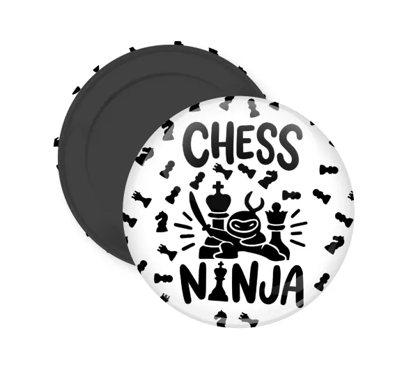 Chess ninja — Round fridge magnet, 5cm