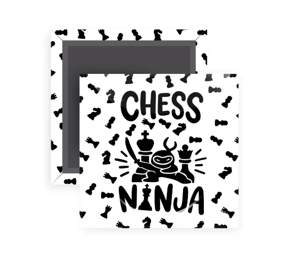 Chess ninja — Square fridge magnet, 5x5cm